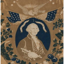 ROLLER-PRINTED YARD GOODS TEXTILE, MADE TO MEMORIALIZE GEORGE WASHINGTON SOMETIME BETWEEN LAFAYETTE’S FINAL VISIT & GRAND TOUR OF AMERICA, FROM 1824-25, AND THE 1832 CELEBRATION OF GEORGE WASHINGTON'S 100th BIRTHDAY