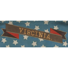 HAND-PAINTED PATRIOTIC BANNER WITH THE SEAL OF THE STATE OF VIRGINIA, PROBABLY MADE FOR THE 1868 DEMOCRAT NATIONAL CONVENTION IN NEW YORK CITY