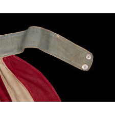 ENTIRELY HAND-SEWN, CIVIL WAR PERIOD APRON WITH 13 HAND-EMBROIDERED STARS & 13 STRIPES, OF A TYPE WORN BY YOUNG WOMEN AT BENEFITS FOR THE UNITED STATES SANITARY COMMISSION, WHICH STAFFED, FUNDED, & MODERNIZED CIVIL WAR HOSPITALS, PREDECESSOR TO THE RED CROSS, 1861-1865