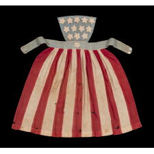ENTIRELY HAND-SEWN, CIVIL WAR PERIOD APRON WITH 13 HAND-EMBROIDERED STARS & 13 STRIPES, OF A TYPE WORN BY YOUNG WOMEN AT BENEFITS FOR THE UNITED STATES SANITARY COMMISSION, WHICH STAFFED, FUNDED, & MODERNIZED CIVIL WAR HOSPITALS, PREDECESSOR TO THE RED CROSS, 1861-1865