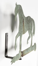 HORSE WEATHERVANE MADE OF SHEET BRONZE WITH IRON FITTINGS AND SUPERB FOLK QUALITY, CA 1840-60