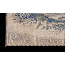 “THE IMPORTANCE OF TRUTH”: GEORGE WASHINGTON CHERRY TREE MYTH TEXTILE, LIKELY PRODUCED IN GERMANTOWN [PHILADELPHIA], BY THE GERMANTOWN PRINT WORKS, WITH VERSE FIRST PUBLISHED IN 1806 IN A BIOGRAPHY OF WASHINGTON (5TH EDITION) BY PARSON WEEMS 1759-1825); COPPER ENGRAVED ON COTTON, ONE OF THREE KNOWN EXAMPLES, THE ONLY ONE IN BLUE AND THE ONLY EXAMPLE IN PRIVATE HANDS