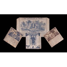 “THE IMPORTANCE OF TRUTH”: GEORGE WASHINGTON CHERRY TREE MYTH TEXTILE, LIKELY PRODUCED IN GERMANTOWN [PHILADELPHIA], BY THE GERMANTOWN PRINT WORKS, WITH VERSE FIRST PUBLISHED IN 1806 IN A BIOGRAPHY OF WASHINGTON (5TH EDITION) BY PARSON WEEMS 1759-1825); COPPER ENGRAVED ON COTTON, ONE OF THREE KNOWN EXAMPLES, THE ONLY ONE IN BLUE AND THE ONLY EXAMPLE IN PRIVATE HANDS