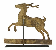 STAG WEATHERVANE WITH TREMENDOUS, YELLOW-PAINTED SURFACE, 1840-1870