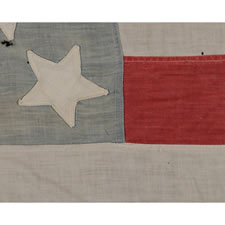 45 UNUSUAL STARS ON A HOMEMADE COTTON FLAG WITH A BEAUTIFULLY FADED CANTON, 1896-1907, SPANISH-AMERICAN WAR ERA, UTAH STATEHOOD