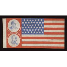 McKINLEY & ROOSEVELT VS. BRYAN & STEVENSON, A RARE AND HIGHLY DESIRABLE PAIR OF CA 1900 CAMPAIGN PARADE FLAGS