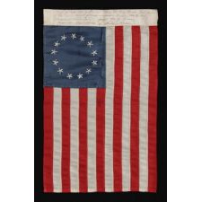 13 STAR FLAG WITH EXPERTLY HAND-SEWN STRIPES AND EMBROIDERED STARS, MADE BY RACHEL ALBRIGHT, GRANDDAUGHTER OF BETSY ROSS, IN PHILADELPHIA IN 1903