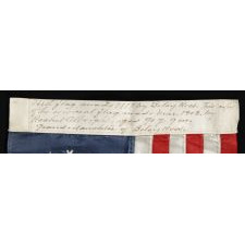 13 STAR FLAG WITH EXPERTLY HAND-SEWN STRIPES AND EMBROIDERED STARS, MADE BY RACHEL ALBRIGHT, GRANDDAUGHTER OF BETSY ROSS, IN PHILADELPHIA IN 1903