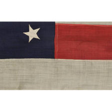 RARE AND EXCEPTIONAL 44 STAR UNITED STATES INFANTRY BATTLE FLAG WITH A MEDALLION CONFIGURATION, GOLD FRINGE, AND RED WOOL TIES, LATE INDIAN WARS, WYOMING STATEHOOD, 1890-1896