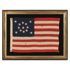 13 STARS ARRANGED IN A MEDALLION PATTERN ON A SMALL-SCALE ANTIQUE AMERICAN FLAG OF THE 1895-1920's ERA