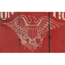 "FORT CONSTITUTION" (NEW HAMPSHIRE): PAINTED SIGN BOARD WITH GREAT GOLOR, GRAPHICS THAT INCLUDE AN ELEGANT SPREAD-WINGED EAGLE, AND EXCELLENT CRAQUELURE SURFACE, 1920-40