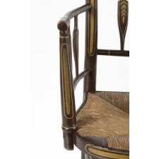 LADY'S ARROW-BACK ARM CHAIR WITH GAME BIRD DECORATION ON THE CREST RAIL AND ELEGANT CONSTRUCTION, PROBABLY NEW YORK STATE, CA 1840