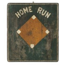 UNUSUAL, HOMEMADE, PAINTED WOODEN GAMEBOARD WITH A BASEBALL DIAMOND, ca 1876-1925: