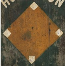 UNUSUAL, HOMEMADE, PAINTED WOODEN GAMEBOARD WITH A BASEBALL DIAMOND, ca 1876-1925: