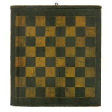 FOREST GREEN & MUSTARD GAME BOARD, ca 1840