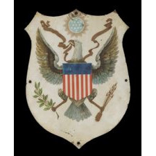 PATRIOTIC PAINTING ON COPPER WITH THE PRIMARY ELEMENTS OF THE GREAT SEAL OF THE UNITED STATES, ca 1840-70: