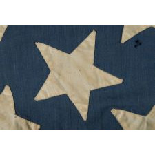 33 STARS, LATER UPDATED TO 35, WITH A RARE AND INTERESTING DIAMOND CONFIGURATION, ACCOMPANIED BY HAND-WRITTEN NOTES THAT RECORD IT AS HAVING BEEN FLOWN IN CELEBRATION OF WARTIME VICTORIES, AS WELL AS TO MOURN THE DEATH OF THREE PRESIDENTS, MADE BY MRS. JOHN DUNN OF MILES GROVE, PENNSYLVANIA (ERIE COUNTY) , IN 1861