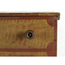 PAINT-DECORATED BLANKET CHEST ON HIGH SCALLOPPED FEET WITH RED SPONGING AND TRIM ON A YELLOW GROUND, FOUND IN VESTAL, NEW YORK, CA 1820