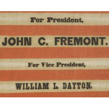 31 STARS IN A RARE PENTAGON MEDALLION, MADE FOR THE 1856 PRESIDENTIAL CAMPAIGN OF JOHN FRÉMONT & WILLIAM DAYTON, ONE-OF-A-KIND AMONG KNOWN EXAMPLES. FRÉMONT OPENED THE GATEWAY TO CALIFORNIA STATEHOOD AND WAS THE REPUBLICAN PARTY’S FIRST PRESIDENTIAL C