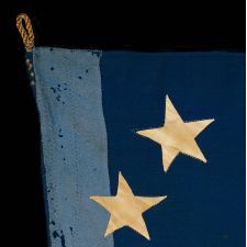 34 STAR AMERICAN NATIONAL FLAG WITH A UNIQUE "GREAT STAR" PATTERN, FLANKED BY ARCHED BRACKETS, CIVIL WAR PERIOD, 1861-63, SEEMINGLY OF PROVENCETOWN MASSACHUSETTS ORIGIN