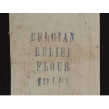 WWI BELGIAN HUNGER RELIEF FLOUR SACK FROM KANSAS, EMBROIDERED BY BELGIAN WOMEN AND SENT BACK TO THE STATE IN THANKS, 1915-19