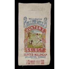 WWI BELGIAN HUNGER RELIEF FLOUR SACK FROM KANSAS, EMBROIDERED BY BELGIAN WOMEN AND SENT BACK TO THE STATE IN THANKS, 1915-19