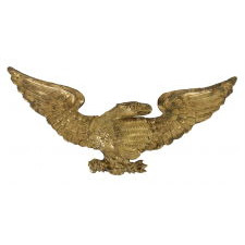 PRESSED BRASS EAGLE, AN EARLY PARADE FLAG HOLDER & BUNTING TIE-BACK, AN ESPECIALLY ATTRACTIVE EXAMPLE, ca 1870-1890's: 