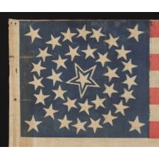 35 STARS, 1863-65, CIVIL WAR PERIOD, WEST VIRGINIA STATEHOOD, MEDALLION CONFIGURATION, HALOED CENTER STAR