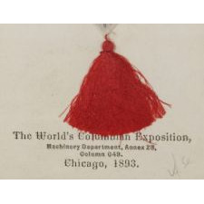 STEVENSGRAPH BOOK MARK WITH AN IMAGE OF GEORGE WASHINGTON, MADE FOR THE 1893 WORLD COLUMBIAN EXPOSITION (A.K.A.THE CHICAGO WORLD'S FAIR)