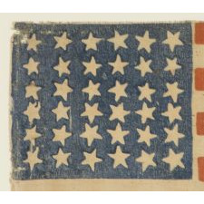 EXTREMELY RARE, 36 STAR, OVERPRINTED PARADE FLAG, MADE FOR THE 1872 PRESIDENTIAL CAMPAIGN OF ULYSSES S. GRANT & HENRY WILSON
