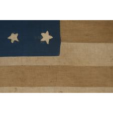 32 STARS IN A ONE-OF-A-KIND PATTERN ON A DYNAMIC FLAG WITH PURPORTED CONFEDERATE CAPTURE HISTORY AT THE FIRST MANASSAS; A VERY RARE STAR COUNT, OFFICIAL FOR 1 YEAR AND ACCURATE FOR JUST 9 MONTHS, MINNESOTA STATEHOOD, 1858-59
