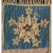 EXTRORDINARY CONFEDERATE OFFICER'S FLAG IN THE 1ST NATIONAL DESIGN (STARS & BARS), WITH 11 EMBROIDERD STARS IN A "GREAT STAR" PATTERN ON ONE SIDE AND "CSA" ON THE OTHER, TAKEN ON SHERMAN'S MARCH BY A SOLDIER FROM THE 20TH CONNECTICUT VOLUNTEERS