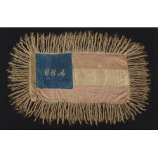 EXTRORDINARY CONFEDERATE OFFICER'S FLAG IN THE 1ST NATIONAL DESIGN (STARS & BARS), WITH 11 EMBROIDERD STARS IN A "GREAT STAR" PATTERN ON ONE SIDE AND "CSA" ON THE OTHER, TAKEN ON SHERMAN'S MARCH BY A SOLDIER FROM THE 20TH CONNECTICUT VOLUNTEERS