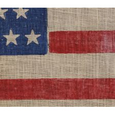 45 STARS IN ZIGZAGING OFFSET ROWS, AN UNUSUAL CONFIGURATION ON AN ANTIQUE AMERICAN PARADE FLAG WITH EXCEPTIONAL COLOR, UTAH STATEHOOD, 1896-1908, SPANISH-AMERICAN WAR ERA