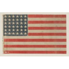 36 STARS ON A CIVIL WAR ERA PARADE FLAG, 1864-67, NEVADA STATEHOOD
