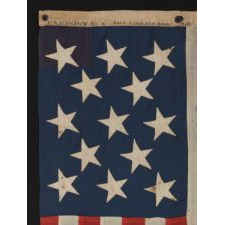13 STARS, A US NAVY SMALL BOAT ENSIGN MADE AT THE BROOKLYN NAVY YARD, NEW YORK, DATED 1912