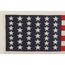 39 STARS ON A FLAG WITH AN UNUSUALLY ELONGATED FORMAT AND TWO SIZES OF STARS IN ALTERNATING COLUMNS, MADE IN 1876 IN ANTICIPATION OF THE ADDITION OF COLORADO AND THE DAKOTA TERRITORY, NEVER AN OFFICIAL STAR COUNT