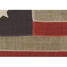 13 STAR PRIVATE YACHT FLAG, A SCARCE AND DESIRABLE EXAMPLE WITH SINGLE-APPLIQUÉD, HAND-SEWN STARS AND ANCHOR, MADE BY ANNIN IN NEW YORK CITY, CA 1875-1890's