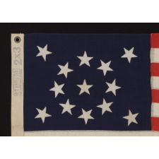13 STARS ARRANGED IN A MEDALLION PATTERN ON A SMALL-SCALE FLAG OF THE 1895-1926 ERA