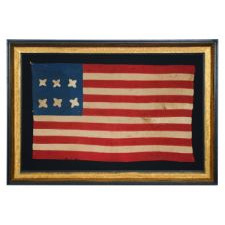 EXTREMELY RARE 6 STAR LOUISIANA SECESSIONIST VERSION OF THE STARS & STRIPES, ONE OF TWO KNOWN, AN EARLY WAR CONFEDERATE FLAG, CIRCA 1861