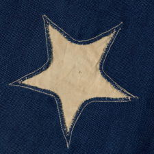 36 SINGLE-APPLIQUÉD STARS ON AN CIVIL WAR ERA FLAG WITH ELONGATED PROPORTIONS, SIGNED "CHRISTY," 1864-1867, NEVADA STATEHOOD