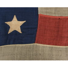 35 HAND-SEWN, SINGLE-APPLIQUÉD STARS ON AN CIVIL WAR PERIOD FLAG WITH HAND-SEWN STRIPES, 1863-1865, WEST VIRGINIA STATEHOOD