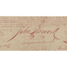 RARE AND EXCEPTIONAL 1821 PRINTING OF THE DECLARATION OF INDEPENDENCE, ONE OF THE TWO EARLIEST RENDERINGS ON CLOTH, PRODUCED AND DISTRIBUTED BY COLLIN GILLESPIE (OF SCOTLAND AND NEW YORK) FOR THE AMERICAN MARKET