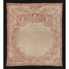 RARE AND EXCEPTIONAL 1821 PRINTING OF THE DECLARATION OF INDEPENDENCE, ONE OF THE TWO EARLIEST RENDERINGS ON CLOTH, PRODUCED AND DISTRIBUTED BY COLLIN GILLESPIE (OF SCOTLAND AND NEW YORK) FOR THE AMERICAN MARKET