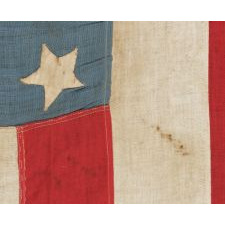 38 STARS ON A HOMEMADE FLAG WITH A CORNFLOWER BLUE CANTON, COLORADO STATEHOOD, 1876-1889