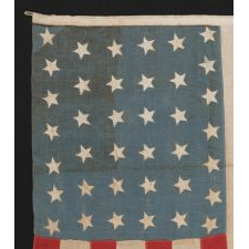 38 STARS ON A HOMEMADE FLAG WITH A CORNFLOWER BLUE CANTON, COLORADO STATEHOOD, 1876-1889