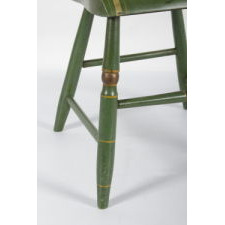 SET OF 6, GREEN, PLANK-SEATED, SPINDLE-BACK, PAINT-DECORATED, PENNSYLVANIA CHAIRS, CA 1845-70