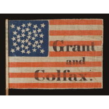 36 STARS, ARRANGED IN AN ODD AND WHIMSICAL PRESENTATION OF THE “GREAT-STAR-IN-A-WREATH” DESIGN, MADE FOR THE 1868 PRESIDENTIAL CAMPAIGN OF ULYSSES S. GRANT & SCHUYLER COLFAX