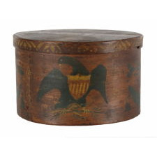 LARGE BAND OR PANTRY BOX WITH HAND-PAINTED FEDERAL EAGLE, CA 1810-1830