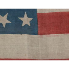34 STARS, PRINTED ON SILK, WITH "DANCING" OR "TUMBLING" ORIENTATION, CIVIL WAR PERIOD, KANSAS STATEHOOD, 1861-1863